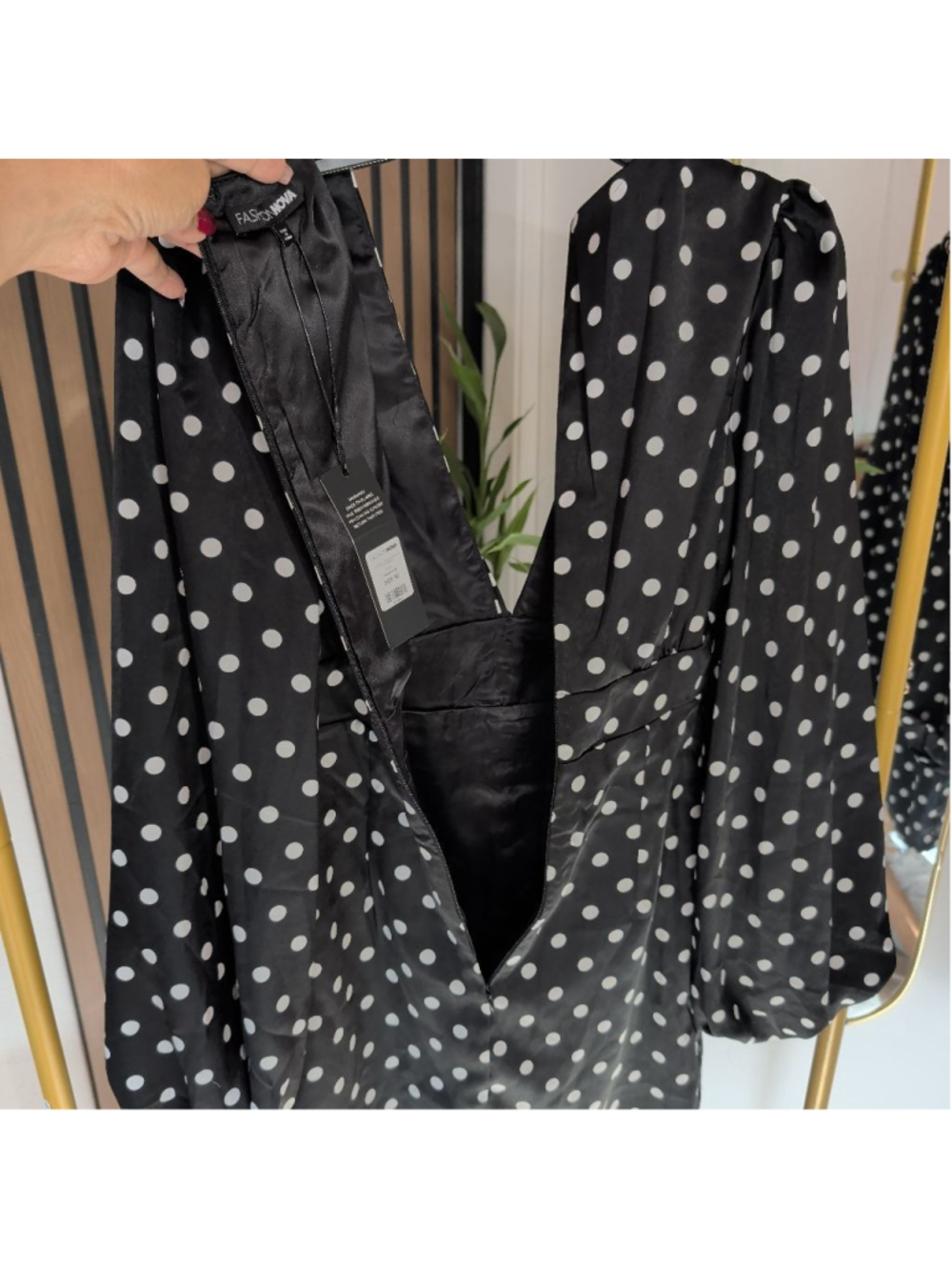 Fashion Nova Celeste Polka Dot Satin Mini Dress. XS - Picture 10 of 11